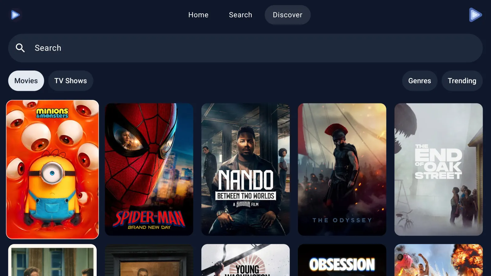 Echogram Discover on Apple TV showing a wall of movie posters